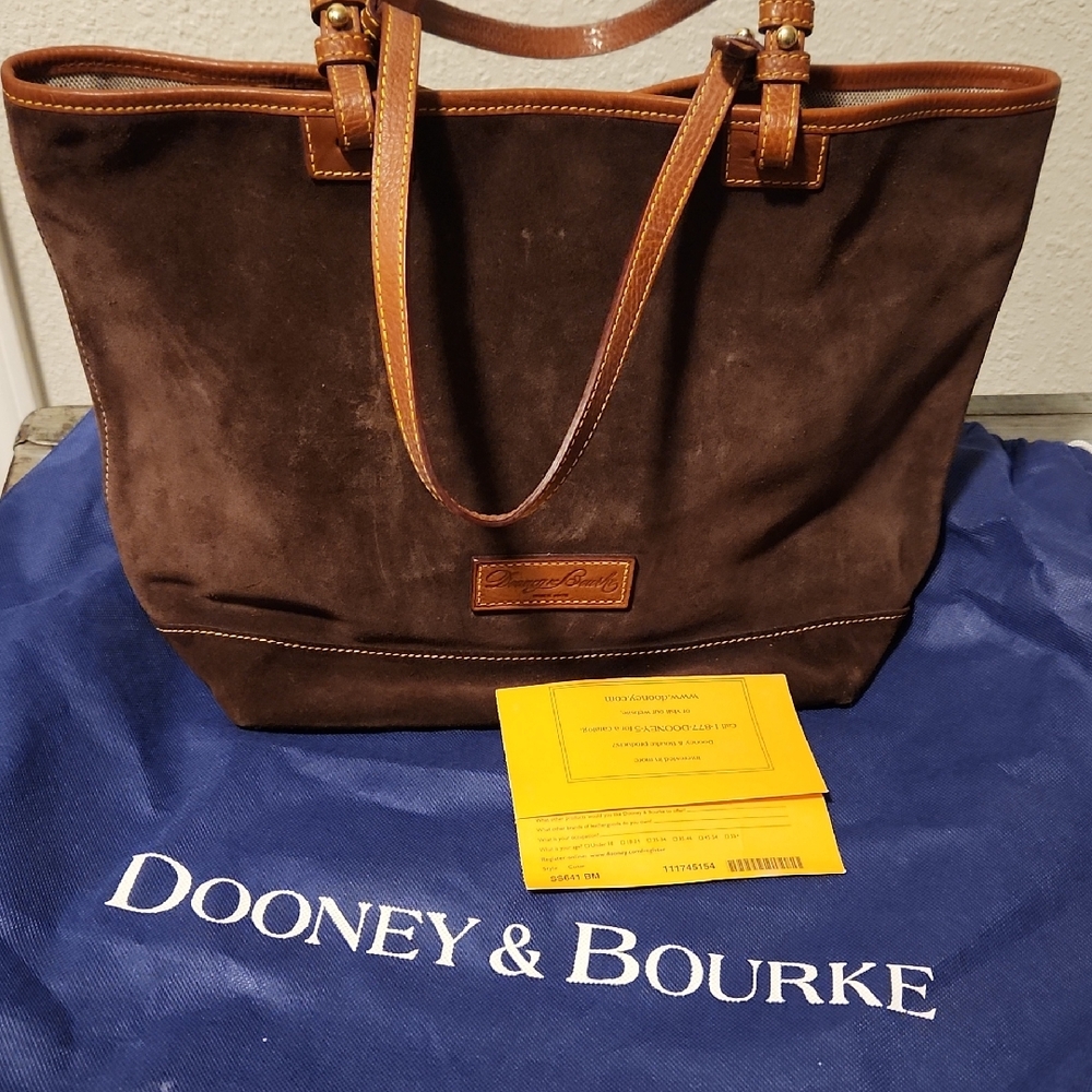 Dooney & Bourke Brown Tote Bag with Leather Trim